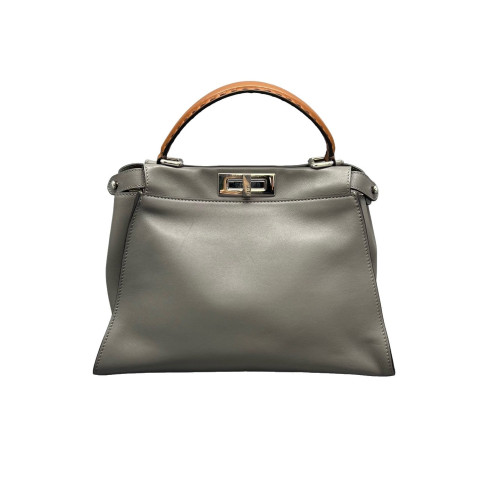 Fendi Peekaboo Iconic Medium Calfskin Grey Brown