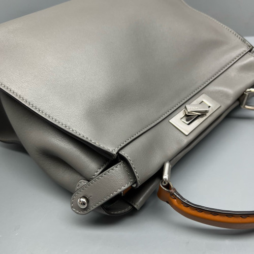 Fendi Peekaboo Iconic Medium Calfskin Grey Brown