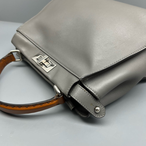 Fendi Peekaboo Iconic Medium Calfskin Grey Brown