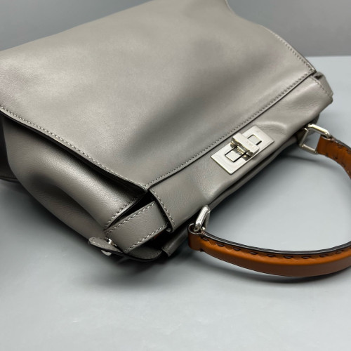 Fendi Peekaboo Iconic Medium Calfskin Grey Brown
