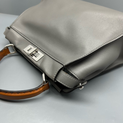 Fendi Peekaboo Iconic Medium Calfskin Grey Brown