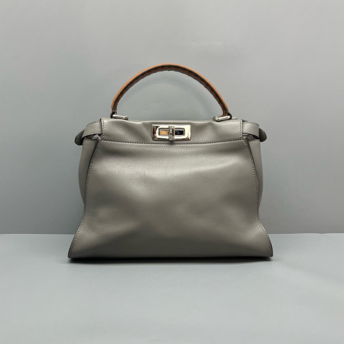 Fendi Peekaboo Iconic Medium Calfskin Grey Brown