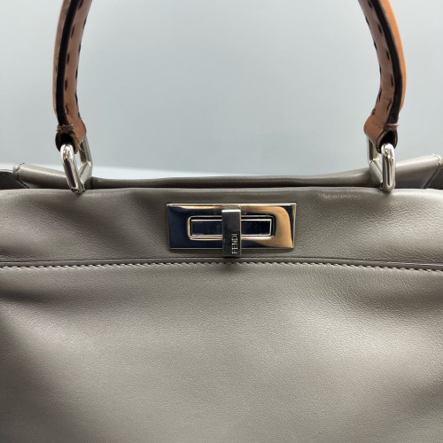 Fendi Peekaboo Iconic Medium Calfskin Grey Brown