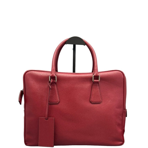 Prada Briefcase Saffiano Calfskin Red