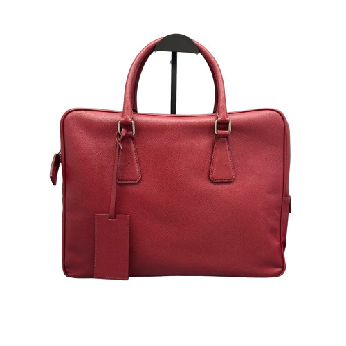 Prada Briefcase Saffiano Calfskin Red