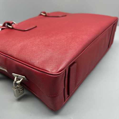 Prada Briefcase Saffiano Calfskin Red