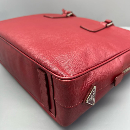 Prada Briefcase Saffiano Calfskin Red