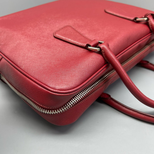 Prada Briefcase Saffiano Calfskin Red