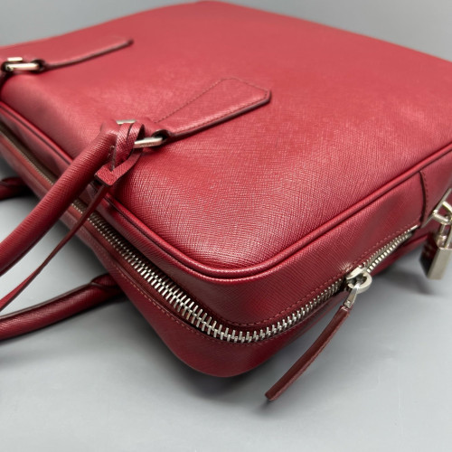 Prada Briefcase Saffiano Calfskin Red