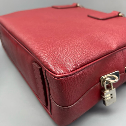 Prada Briefcase Saffiano Calfskin Red