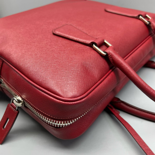 Prada Briefcase Saffiano Calfskin Red