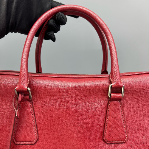 Prada Briefcase Saffiano Calfskin Red