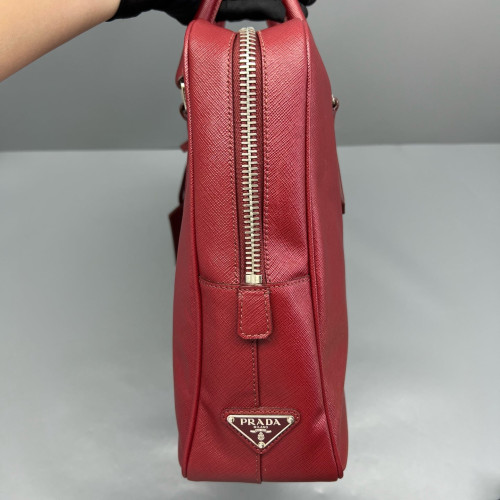Prada Briefcase Saffiano Calfskin Red