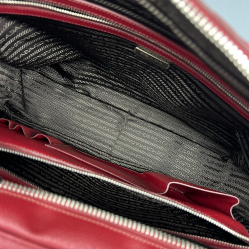 Prada Briefcase Saffiano Calfskin Red