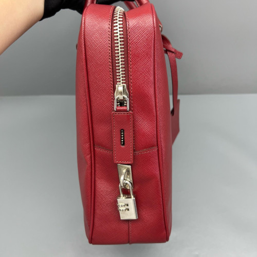 Prada Briefcase Saffiano Calfskin Red