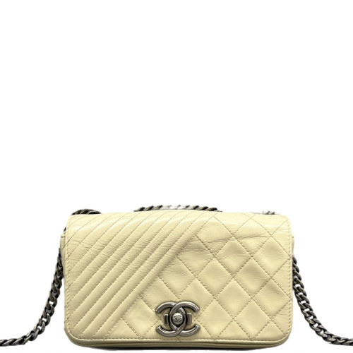 Chanel Quilted Coco Boy Wallet On Chain Calfskin White