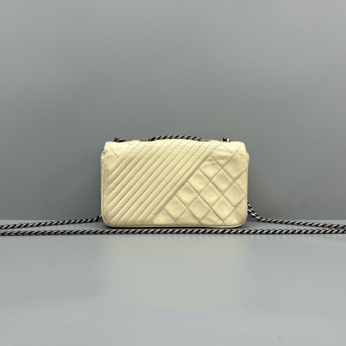 Chanel Quilted Coco Boy Wallet On Chain Calfskin White