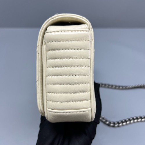 Chanel Quilted Coco Boy Wallet On Chain Calfskin White