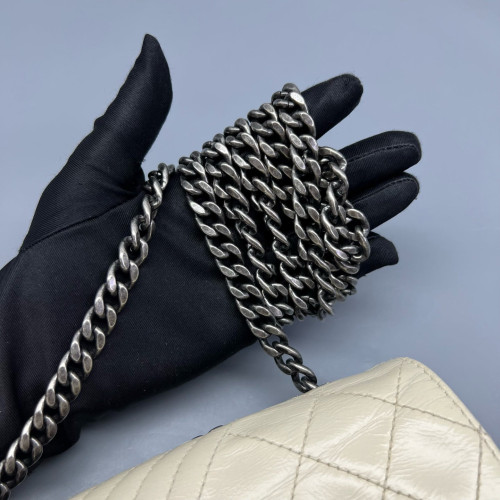 Chanel Quilted Coco Boy Wallet On Chain Calfskin White