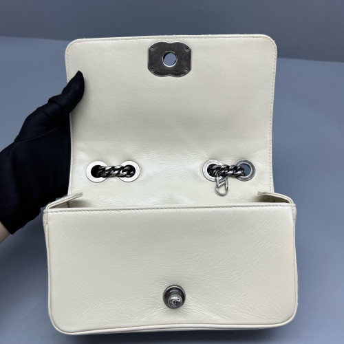 Chanel Quilted Coco Boy Wallet On Chain Calfskin White