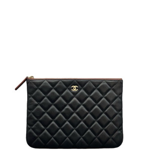 Chanel Quilted Clutch Calfskin Black