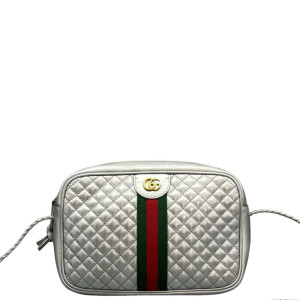 Gucci Diamante Web Camera Case Calfskin Silver