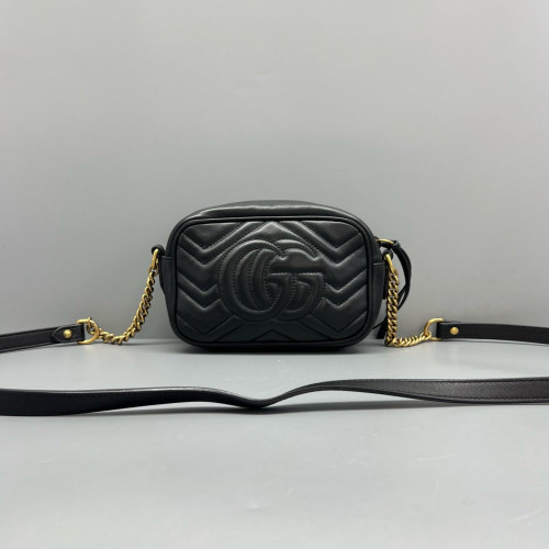 Gucci Matelasse Mini GG Marmont Chain Shoulder Bag Calfskin Black