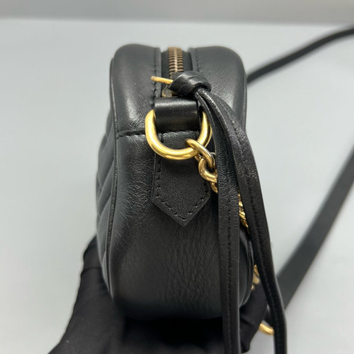 Gucci Matelasse Mini GG Marmont Chain Shoulder Bag Calfskin Black