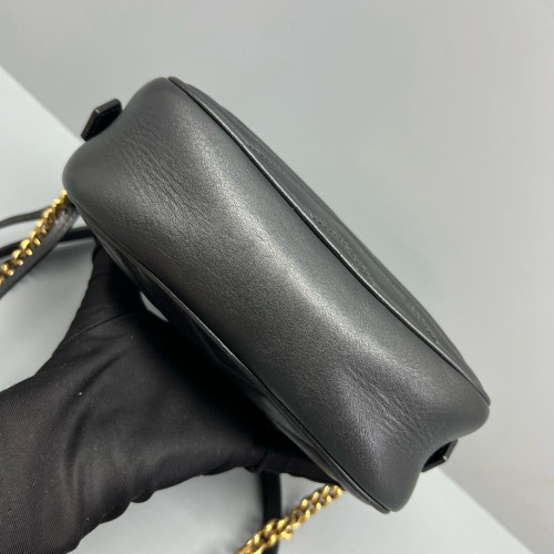 Gucci Matelasse Mini GG Marmont Chain Shoulder Bag Calfskin Black