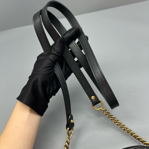 Gucci Matelasse Mini GG Marmont Chain Shoulder Bag Calfskin Black