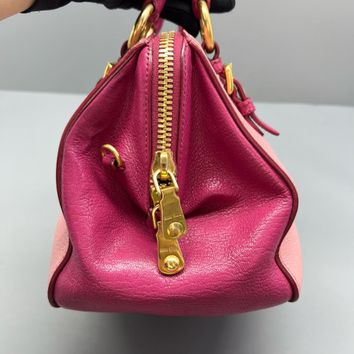 Miu Miu Two-Way Bag Grained Calfskin Pink Magenta Miu Miu Two-Way Bag Grained Calfskin Pink Magenta
