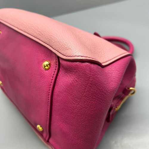 Miu Miu Two-Way Bag Grained Calfskin Pink Magenta Miu Miu Two-Way Bag Grained Calfskin Pink Magenta