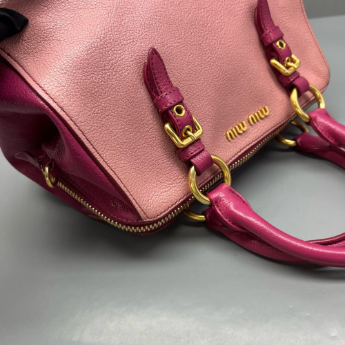 Miu Miu Two-Way Bag Grained Calfskin Pink Magenta Miu Miu Two-Way Bag Grained Calfskin Pink Magenta