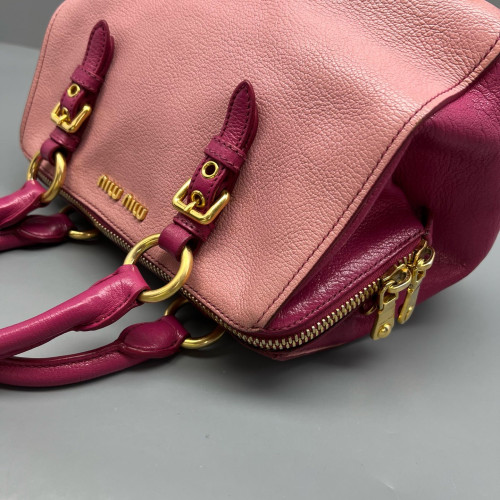 Miu Miu Two-Way Bag Grained Calfskin Pink Magenta Miu Miu Two-Way Bag Grained Calfskin Pink Magenta