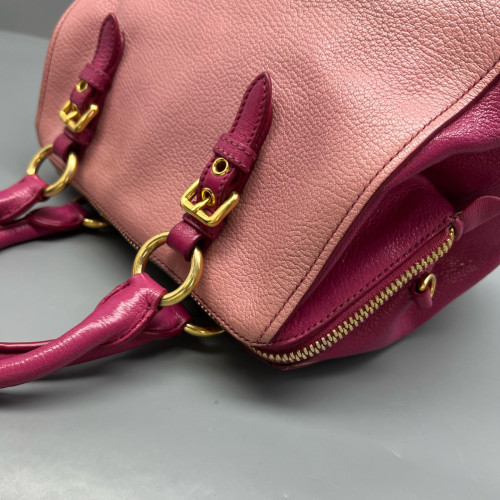 Miu Miu Two-Way Bag Grained Calfskin Pink Magenta Miu Miu Two-Way Bag Grained Calfskin Pink Magenta