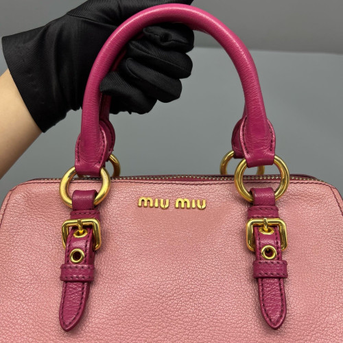 Miu Miu Two-Way Bag Grained Calfskin Pink Magenta Miu Miu Two-Way Bag Grained Calfskin Pink Magenta