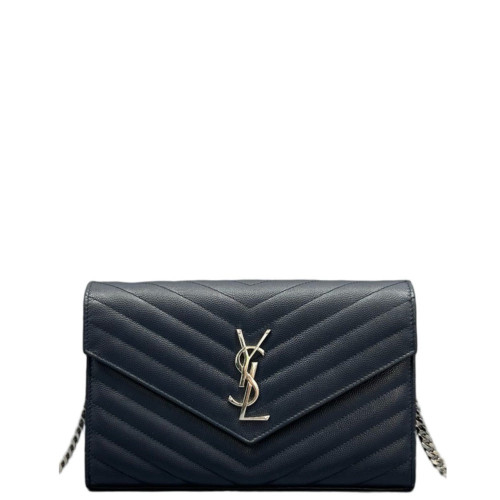Yves Saint Laurent Envelope Wallet On Chain Caviar Blue