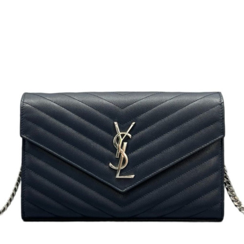 Yves Saint Laurent Envelope Wallet On Chain Caviar Blue