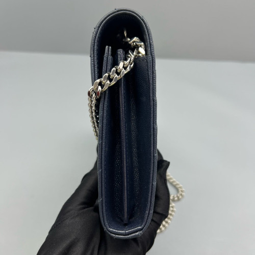 Yves Saint Laurent Envelope Wallet On Chain Caviar Blue