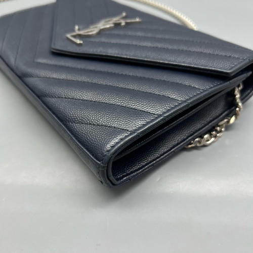 Yves Saint Laurent Envelope Wallet On Chain Caviar Blue