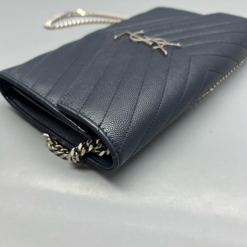 Yves Saint Laurent Envelope Wallet On Chain Caviar Blue