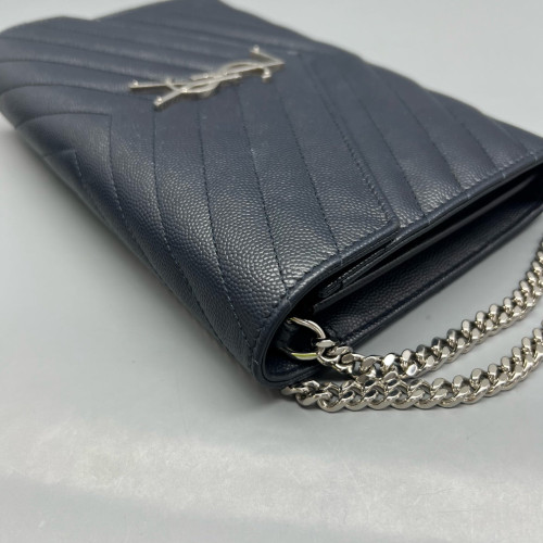 Yves Saint Laurent Envelope Wallet On Chain Caviar Blue