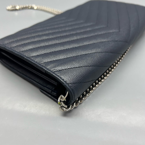 Yves Saint Laurent Envelope Wallet On Chain Caviar Blue