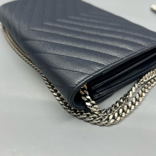 Yves Saint Laurent Envelope Wallet On Chain Caviar Blue