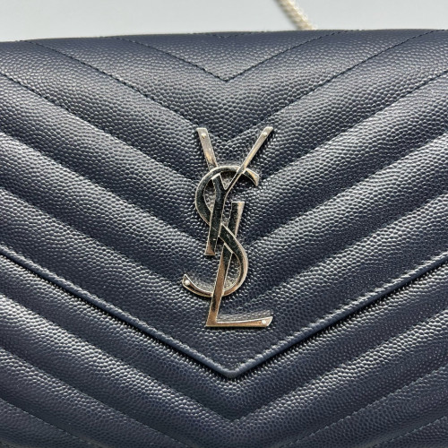 Yves Saint Laurent Envelope Wallet On Chain Caviar Blue