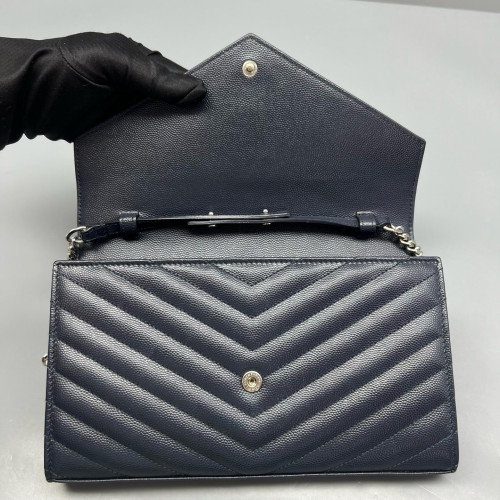 Yves Saint Laurent Envelope Wallet On Chain Caviar Blue