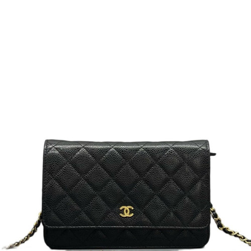 Chanel Quilted Wallet On Chain Calfskin Black