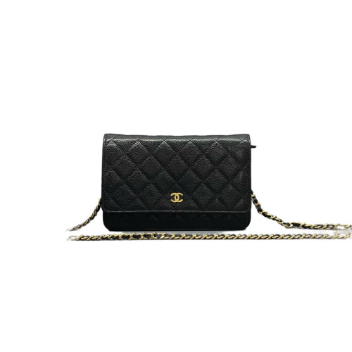 Chanel Quilted Wallet On Chain Calfskin Black