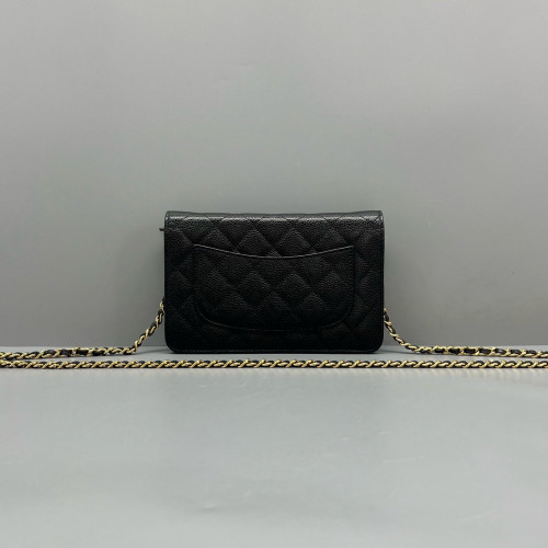 Chanel Quilted Wallet On Chain Calfskin Black