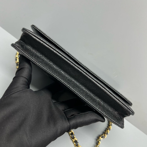 Chanel Quilted Wallet On Chain Calfskin Black